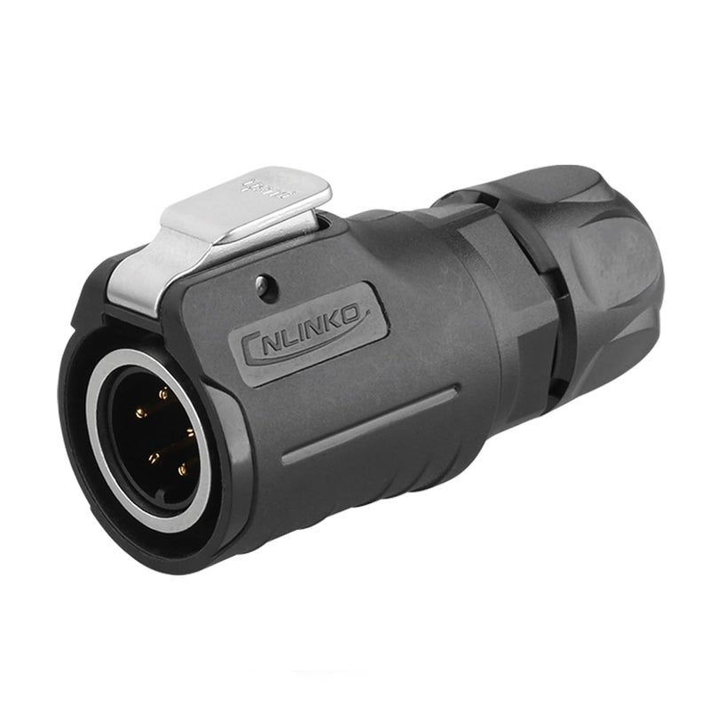 CNLINKO LP-16 5 PIN Industrial Waterproof Connector, IP68 Circular Connector, PBT Plastic Shell Quick Plug Aviation Connector M16 Male Plug and Female Plug (5 Pin） - Image 2